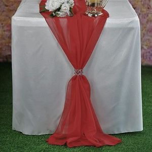 18" W x 180" L Chiffon Table Runner, Cranberry